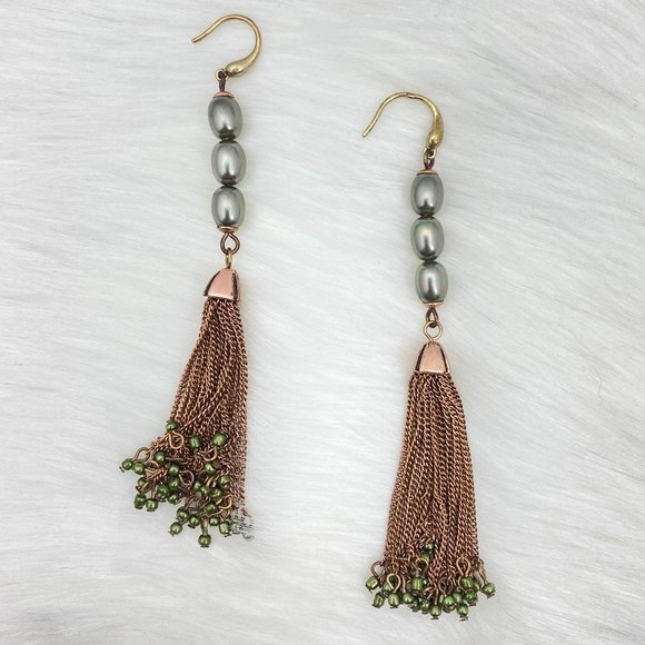 Ellen Tracy Jewelry - NWOT Ellen Tracy Beaded Fringe Earrings